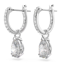 Les Boucles d'oreilles créoles, Millenia, Swarovski, Taille poire, Blanches, Métal rhodié, 5636716