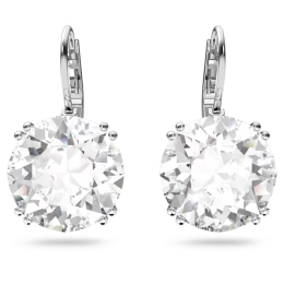Les Boucles d'oreilles pendantes, Swarovski, Millenia Coupe ronde, Blanches, Métal rhodié, 5628351