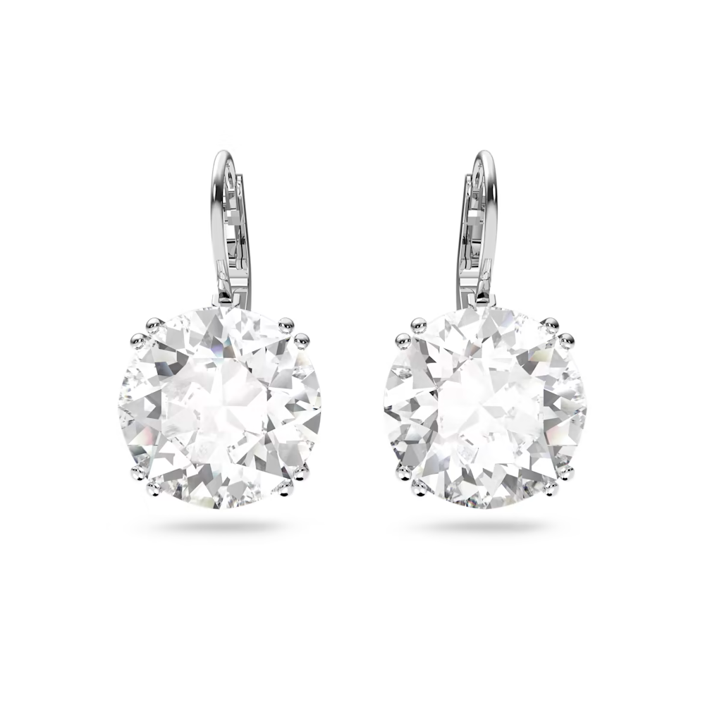 Les Boucles d'oreilles pendantes, Swarovski, Millenia Coupe ronde, Blanches, Métal rhodié, 5628351