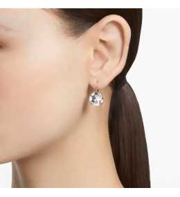 Les Boucles d'oreilles pendantes, Swarovski, Millenia Coupe ronde, Blanches, Métal rhodié, 5628351