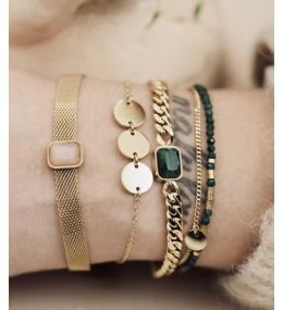 Le Bracelet Apache en acier PVD jaune et nacre, ZAG bijoux, SBS8439-01SEL