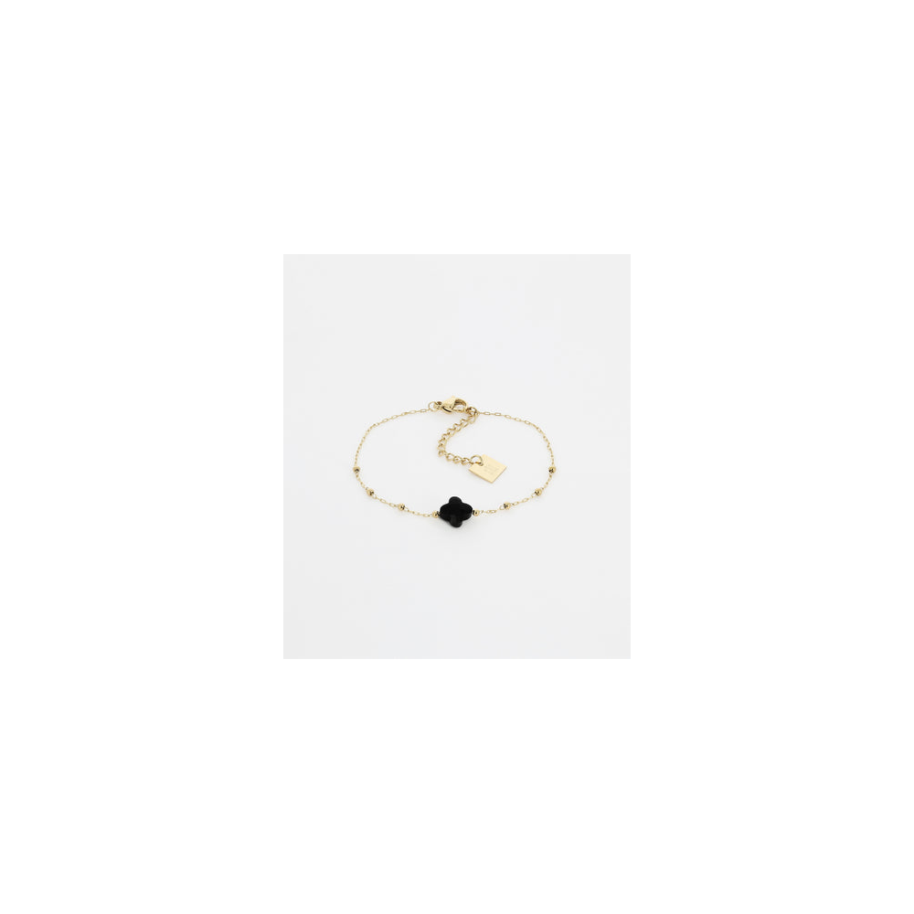 Le Bracelet Velasquez en acier PVD jaune et onyx noir, ZAG bijoux, SBS7970-01BLK