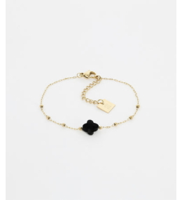Le Bracelet Velasquez en acier PVD jaune et onyx noir, ZAG bijoux, SBS7970-01BLK