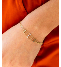 Le Bracelet Poseidon en acier PVD jaune et oxydes de zirconium, ZAG bijoux, SBS24471-01WHT