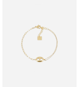 Le Bracelet Kahvi en acier PVD jaune, mailles grain de café, ZAG bijoux, SBS23291-01UNI