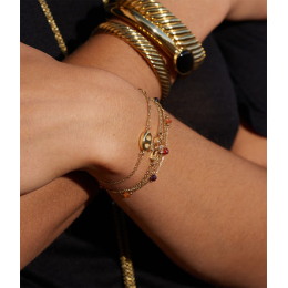 Le Bracelet Kahvi en acier PVD jaune, mailles grain de café, ZAG bijoux, SBS23291-01UNI