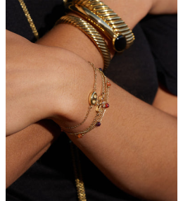 Le Bracelet Kahvi en acier PVD jaune, mailles grain de café, ZAG bijoux, SBS23291-01UNI