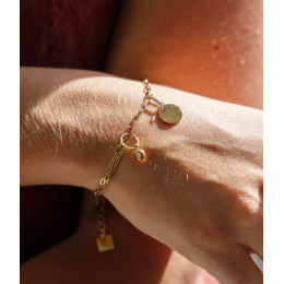 Le Bracelet Fretia en acier PVD jaune et oxyde de zirconium, ZAG bijoux, SBS24361-01WHT