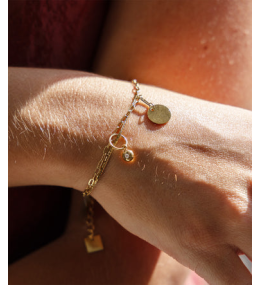 Le Bracelet Fretia en acier PVD jaune et oxyde de zirconium, ZAG bijoux, SBS24361-01WHT