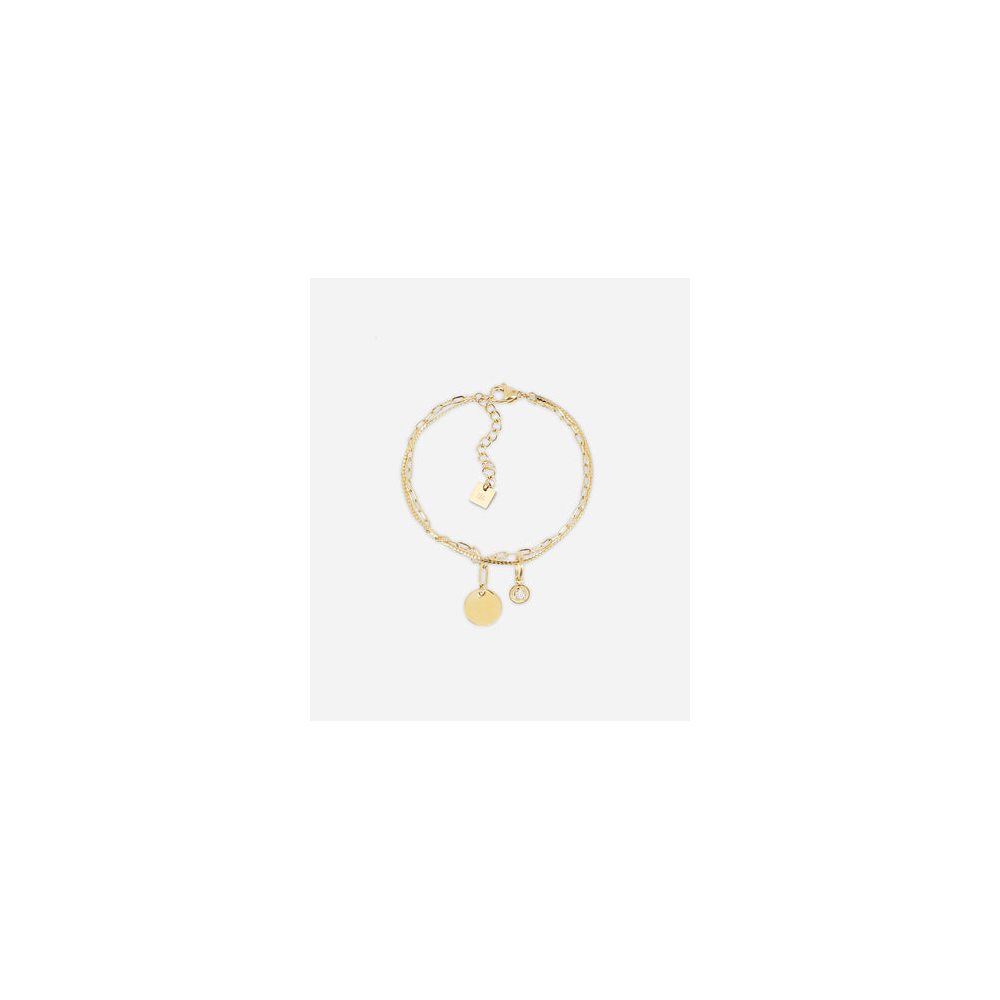 Le Bracelet Fretia en acier PVD jaune et oxyde de zirconium, ZAG bijoux, SBS24361-01WHT Le Bracelet Fretia en acier PVD jaune et oxyde de zirconium, ZAG bijoux, SBS24361-01WHT