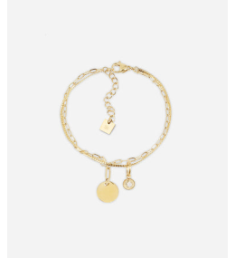 Le Bracelet Fretia en acier PVD jaune et oxyde de zirconium, ZAG bijoux, SBS24361-01WHT