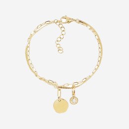 Le Bracelet Fretia en acier PVD jaune et oxyde de zirconium, ZAG bijoux, SBS24361-01WHT