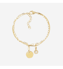 Le Bracelet Fretia en acier PVD jaune et oxyde de zirconium, ZAG bijoux, SBS24361-01WHT
