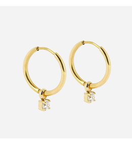 Les Boucles d'oreilles Shinny en acier PVD jaune et oxydes de zirconium, ZAG bijoux, SEC18387-01WHT