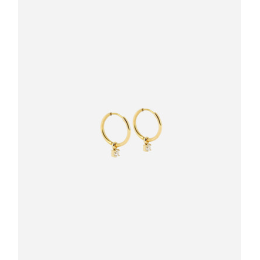 Les Boucles d'oreilles Shinny en acier PVD jaune et oxydes de zirconium, ZAG bijoux, SEC18387-01WHT