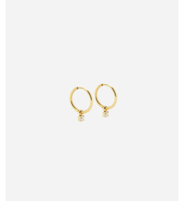 Les Boucles d'oreilles Shinny en acier PVD jaune et oxydes de zirconium, ZAG bijoux, SEC18387-01WHT