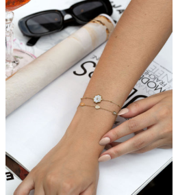 Le Bracelet Leyva en acier PVD jaune et oxydes de zirconium, ZAG bijoux, SBS18296-01WHT