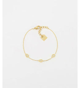 Le Bracelet Leyva en acier PVD jaune et oxydes de zirconium, ZAG bijoux, SBS18296-01WHT