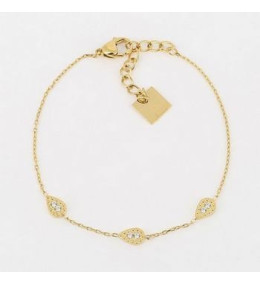 Le Bracelet Leyva en acier PVD jaune et oxydes de zirconium, ZAG bijoux, SBS18296-01WHT