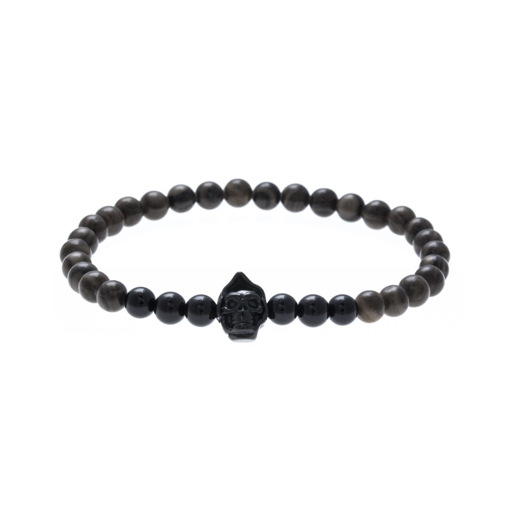 Le Bracelet pierres naturelles onyx, motif la faucheuse en marbre