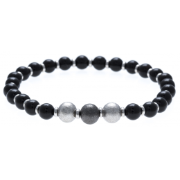 Le Bracelet pierres naturelles onyx avec boules acier