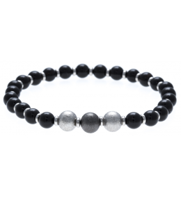 Le Bracelet pierres naturelles onyx avec boules acier