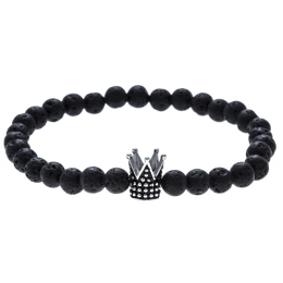 Le Bracelet pierres naturelles pierre de lave avec motif couronne