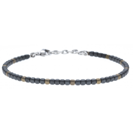 Le Bracelet pierres naturelles hématite noire et dorée