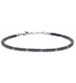 Le Bracelet pierres naturelles hématite noire et dorée
