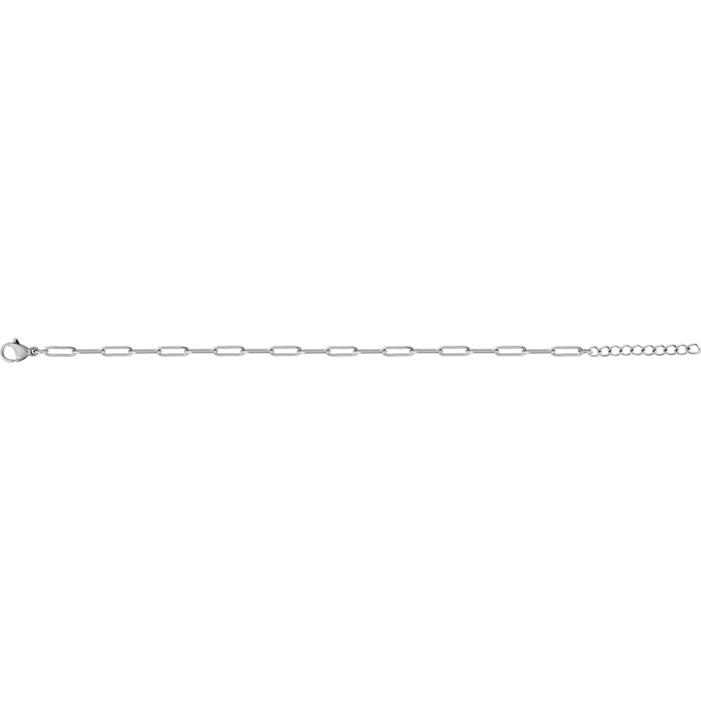 Le Bracelet femme acier, mailles forçat allongées, Longueur 20 cm by Stauffer