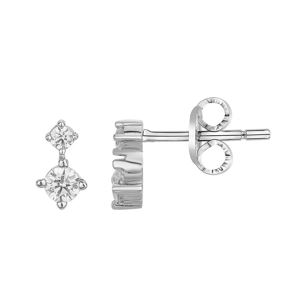Boucles d'oreilles pendantes Argent 925/1000, 4 oxydes de zirconium by Stauffer