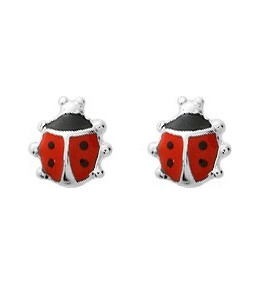 Les Boucles d'oreilles argent 925/1000, coccinelles laque by Stauffer