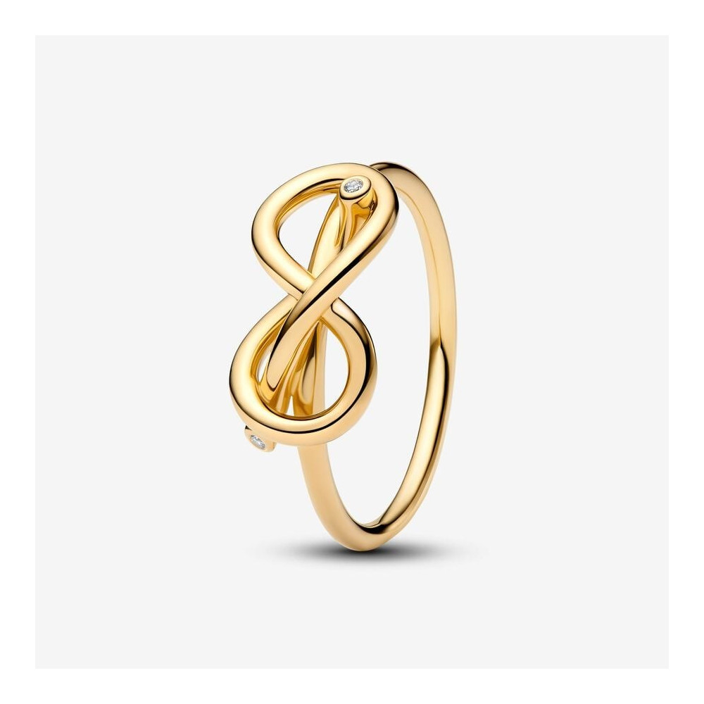 Bague noeud de l'infini dorée Pandora, doré or jaune 585/1000, 163759C01