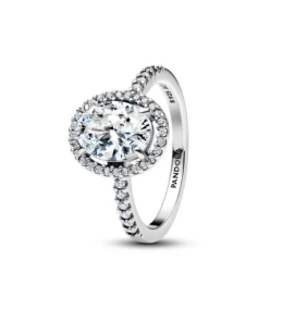 Bague cocktail halo ovale scintillant Pandora Timeless, argent 925/1000, 193777C01
