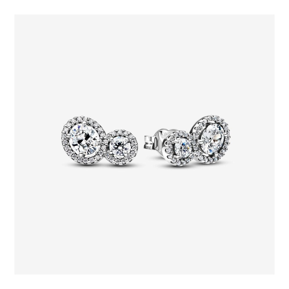 Boucles d'oreilles Pandora, halo enveloppant en argent 925/1000, 293774C01