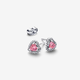 Les Boucles d'oreilles Pandora, coeur surélevé rose en argent 925/1000, 298427C02