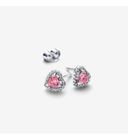Les Boucles d'oreilles Pandora, coeur surélevé rose en argent 925/1000, 298427C02