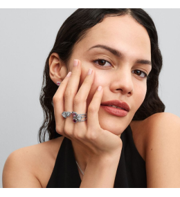 Les Boucles d'oreilles Pandora, coeur surélevé rose en argent 925/1000, 298427C02