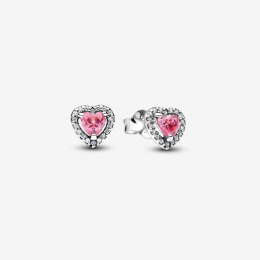 Les Boucles d'oreilles Pandora, coeur surélevé rose en argent 925/1000, 298427C02