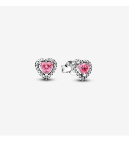 Les Boucles d'oreilles Pandora, coeur surélevé rose en argent 925/1000, 298427C02