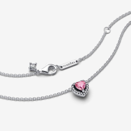 Le Collier Pandora timeless, coeur rose surélevé en argent 925/1000 398425C02-45