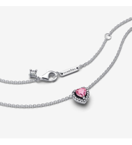 Le Collier Pandora timeless, coeur rose surélevé en argent 925/1000 398425C02-45