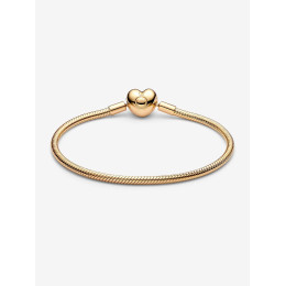 Le Bracelet Pandora Moments, mailles serpent, fermoir coeur en métal doré or jaune 585/1000, 563050C00