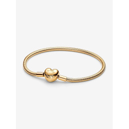 Bracelet Pandora Moments, mailles serpent, fermoir coeur en métal doré or jaune 585/1000, 563050C00
