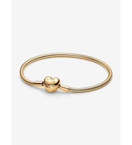 Bracelet Pandora Moments, mailles serpent, fermoir coeur en métal doré or jaune 585/1000, 563050C00