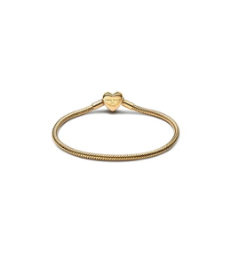 Le Bracelet Pandora Moments, mailles serpent, fermoir coeur de l'infini scintillant en métal doré or jaune 585/1000, 563758C01