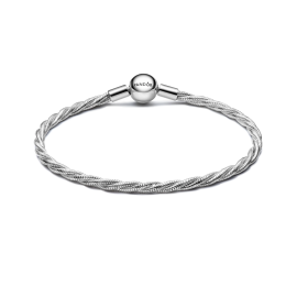 Le Bracelet Pandora Moments, mailles serpent torsadée, fermoir rond en argent 925/1000, 593757C00