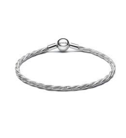 Le Bracelet Pandora Moments, mailles serpent torsadée, fermoir rond en argent 925/1000, 593757C00