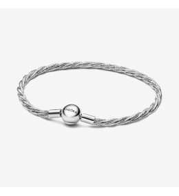 Bracelet Pandora Moments, mailles serpent torsadée, fermoir rond en argent 925/1000, 593757C00