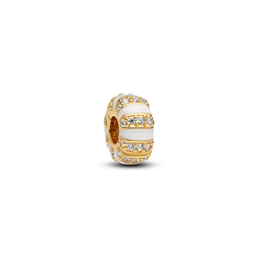 Charm clip Pandora Moments, pierres et résine façon émail en métal doré or jaune 585/1000, 763785C01